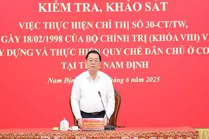 Trưởng ban Tuyên giáo và Dân vận Trung ương làm việc với tỉnh Nam Định