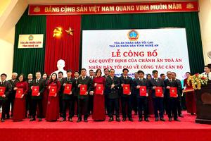 Nghệ An: Công bố và trao quyết định bổ nhiệm cán bộ các Tòa án khu vực