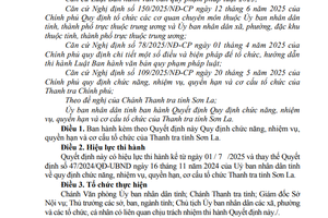 Chức năng, nhiệm vụ, quyền hạn và cơ cấu tổ chức của Thanh tra tỉnh Sơn La