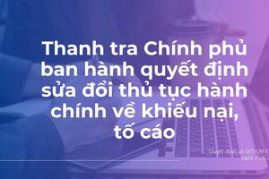Thanh tra Chính phủ ban hành quyết định sửa đổi thủ tục hành chính về khiếu nại, tố cáo
