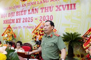 Thứ trưởng Bộ Công an Lê Văn Tuyến dự Đại hội đại biểu Đảng bộ Công an tỉnh Lạng Sơn