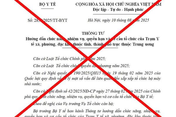 Bộ Y tế cảnh báo văn bản giả mạo liên quan chức năng, nhiệm vụ của trạm y tế xã, phường