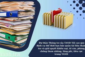 Sẽ quy định thời hạn bảo quản tài liệu ngành Thanh tra trong Tòa án Nhân dân
