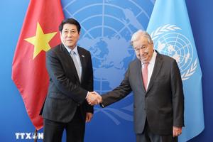 Chủ tịch nước Lương Cường gặp Tổng Thư ký Liên hợp quốc António Guterres
