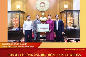 Hơn 907 tỷ đồng đăng ký ủng hộ thông qua Ban Vận động Cứu trợ Trung ương
