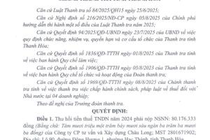 Công ty Châu Long nghiêm túc khắc phục đầy đủ tiền thu hồi sau kết luận thanh tra