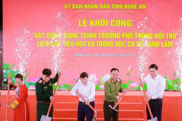 Đồng loạt khởi công các trường nội trú liên cấp ở Nghệ An: Biểu tượng của niềm tin và khát vọng vùng biên