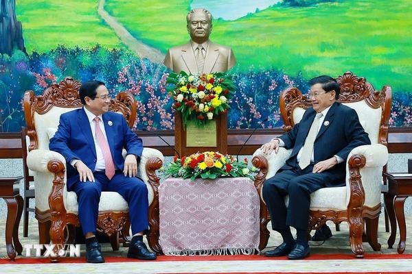 Thủ tướng Chính phủ Phạm Minh Chính hội kiến Tổng Bí thư, Chủ tịch nước Lào