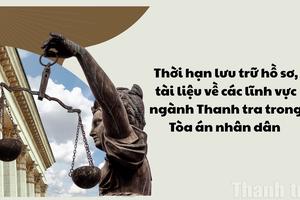 Thời hạn lưu trữ hồ sơ, tài liệu về các lĩnh vực ngành Thanh tra trong Tòa án nhân dân