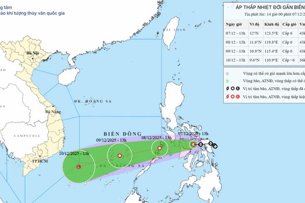Áp thấp nhiệt đới sắp vào Biển Đông, Nam Trung Bộ dự báo xảy ra đợt mưa lớn vào tuần tới