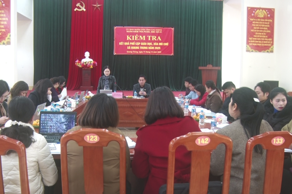 Cao Bằng: Kiểm tra kết quả phổ cập giáo dục, xóa mù chữ tại xã Quang Trung