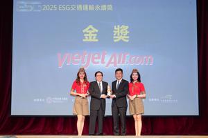 Vietjet được vinh danh giải Vàng phát triển bền vững Giao thông vận tải chuẩn ESG tại Đài Loan (Trung Quốc)