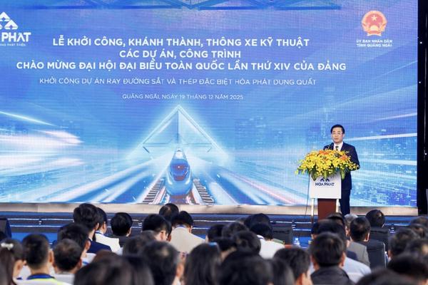 Khởi công Dự án sản xuất ray đường sắt, thép đặc biệt Hoà Phát Dung Quất hơn 10.000 tỷ đồng