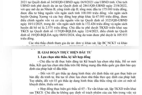 Thanh Hóa: Nhiều sai sót trong đầu tư dự án đường giao thông từ Quốc lộ 1A đi đường ven biển Quảng Xương