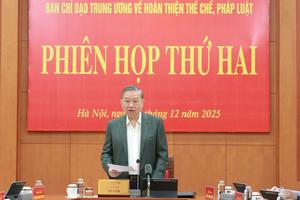 Chương trình công tác năm 2026 của Ban Chỉ đạo Trung ương về hoàn thiện thể chế, pháp luật