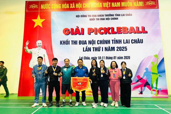 Thanh tra tỉnh Lai Châu đạt Giải Ba toàn đoàn tại Giải Pickleball Khối thi đua Nội chính tỉnh