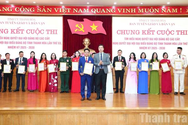 Cuộc thi tìm hiểu nghị quyết Đảng ở Thanh Hóa: Tôn vinh 20 báo cáo viên xuất sắc