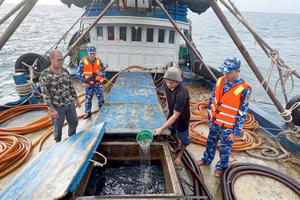 Bộ Tư lệnh Vùng Cảnh sát biển 4 phát hiện tàu cá chở trái phép 100.000 lít dầu D.O