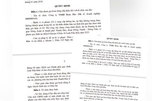 UBND tỉnh Thanh Hóa cấm thầu Công ty TNHH Hoàn Hảo sau phản ánh của Báo Thanh tra