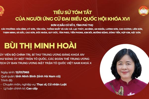 Bà Bùi Thị Minh Hoài ứng cử đại biểu Quốc hội khóa XVI tại tỉnh Phú Thọ