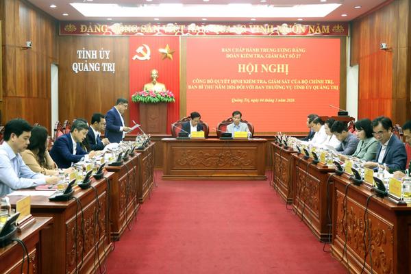 Công bố Quyết định kiểm tra đối với Ban Thường vụ Tỉnh ủy Quảng Trị, Khánh Hòa