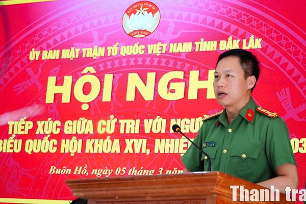 Đại tá Đỗ Khắc Hưởng cam kết nỗ lực xây dựng pháp luật vì cuộc sống bình yên của Nhân dân