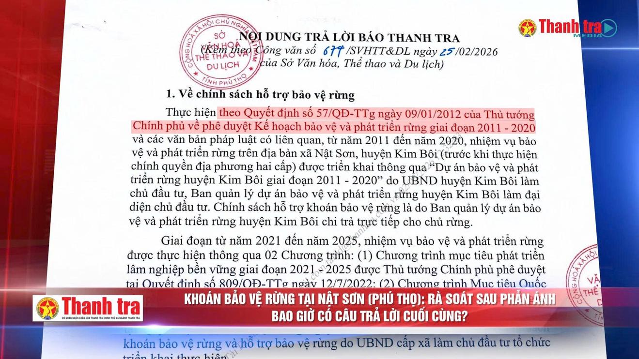 ALO THANH TRA 08/2026: Khoán bảo vệ rừng tại Nật Sơn (Phú Thọ): Rà soát sau phản ánh – Bao giờ có câu trả lời cuối cùng?