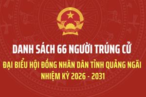 Quảng Ngãi công bố 66 đại biểu trúng cử HĐND tỉnh nhiệm kỳ 2026-2031