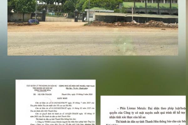 Thi hành án đối với Công ty TNHH Lionas Metals theo các bản án đã có hiệu lực pháp luật