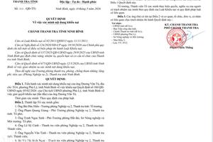 Thanh tra tỉnh Ninh Bình lập tổ xác minh nội dung khiếu nại của ông Dương Văn Tú