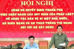 Thanh tra Bộ Công an: Công bố quyết định thanh tra đối với Bộ Xây dựng về bảo vệ bí mật Nhà nước, an ninh mạng và an toàn thông tin mạng