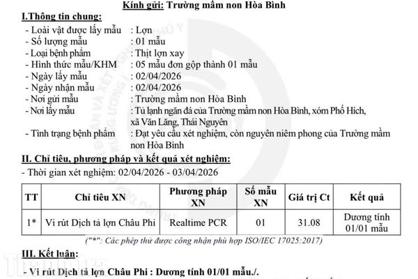 Thái Nguyên: Xử phạt cơ sở cung cấp thịt lợn cho Trường Mầm non Hòa Bình
