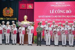 Công an Thanh Hoá: Công bố 93 quyết định thăng cấp bậc hàm Đại tá, Thượng tá