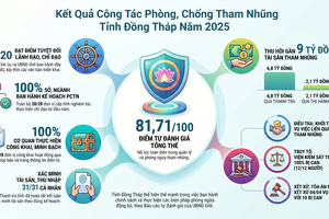 Đồng Tháp kiến nghị sửa cách tính điểm tiêu chí phát hiện hành vi tham nhũng