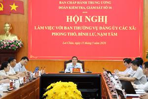 Đoàn kiểm tra số 16 của Bộ Chính trị làm việc tại Lai Châu