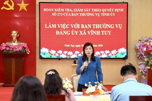 Tuyên Quang: Đoàn kiểm tra, giám sát yêu cầu xã Vĩnh Tuy làm rõ những khó khăn sau phân cấp