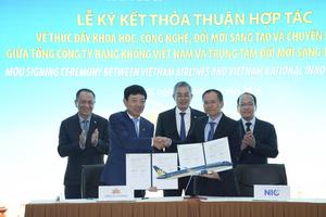 Vietnam Airlines ký kết hợp tác với Trung tâm Đổi mới sáng tạo Quốc gia: Thúc đẩy khoa học, công nghệ, đổi mới sáng tạo và chuyển đổi số