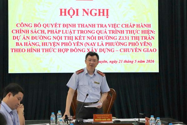 Thanh tra tỉnh Thái Nguyên công bố quyết định thanh tra dự án giao thông có khó khăn, vướng mắc tại Phổ Yên