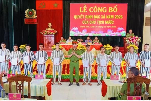 Thanh Hóa: 167 phạm nhân được đặc xá năm 2026 tại Trại giam Thanh Lâm