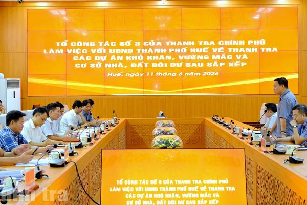 Tổ công tác của Thanh tra Chính phủ làm việc về các thanh tra chuyên đề tại TP Huế
