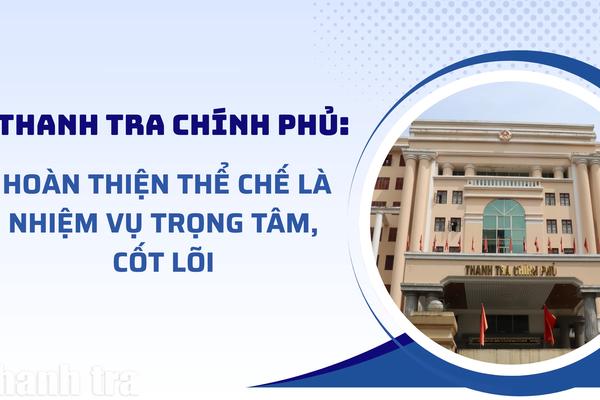 Thanh tra Chính phủ: Hoàn thiện thể chế là nhiệm vụ trọng tâm, cốt lõi