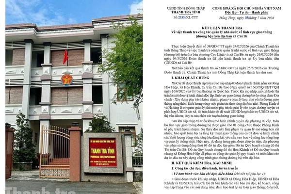 Đồng Tháp: Thanh tra chỉ rõ nhiều bất cập trong quản lý giao thông tại xã Cái Bè