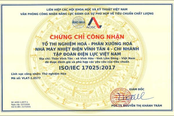 Phòng Thí nghiệm Hóa đạt chuẩn ISO/IEC 17025:2017: Bước tiến lớn của Vĩnh Tân 4 trong việc tối ưu chi phí, bảo vệ môi trường
