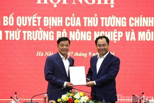Thủ tướng Chính phủ điều động, bổ nhiệm ông Lê Trọng Yên làm Thứ trưởng Bộ Nông nghiệp và Môi trường