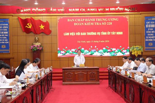Đoàn kiểm tra, giám sát của Bộ Chính trị, Ban Bí thư làm việc với Ban Thường vụ Tỉnh ủy Tây Ninh