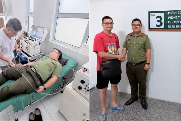 Đại úy Thanh tra Công an Hà Nội hiến tiểu cầu khẩn cấp cứu bệnh nhân nguy kịch