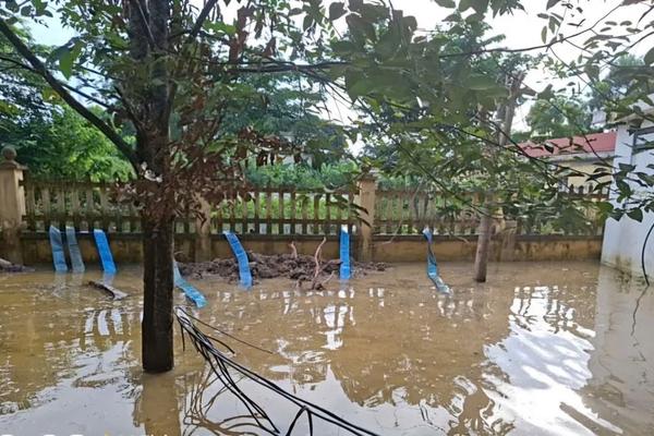 Thanh Hóa: Xã Đồng Tiến huy động 300 người, khẩn trương chống tái ngập trường học