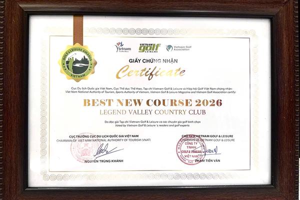 Legend Valley Country Club được vinh danh “Sân golf mới tốt nhất Việt Nam 2026”
